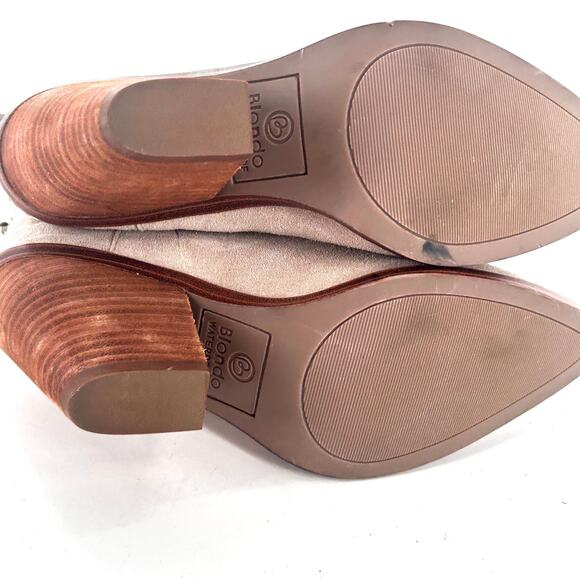 Blondo Wanda Suede Booties 5.5 Tan Gray Beige Western Ankle Boots Waterproof - Picture 8 of 8